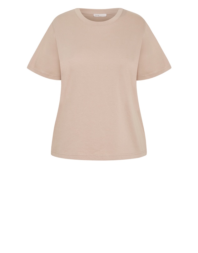 City Chic - Plus size Relaxed Crew Neck Cotton Tee - stone