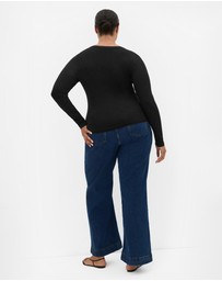 City Chic - Button Through Knit Top