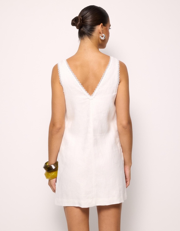 AERE - Tali Lace Trim Linen Shift Dress