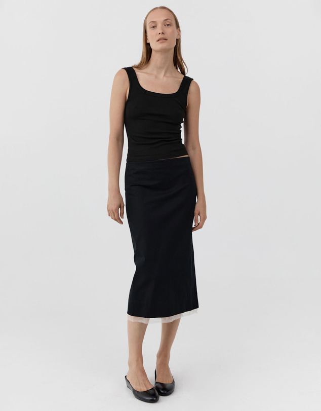 St. Agni - Compact Cotton Layered Column Skirt