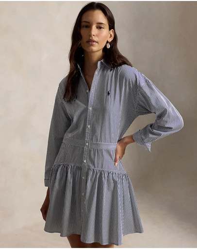 Polo Ralph Lauren - Striped Cotton Poplin Paneled Shirtdress