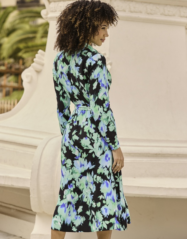 Sosandar - Floral Print Shirt Dress