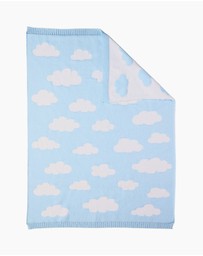 Living Textiles - Pram Knitted Blanket - Cloud Whisper / Blue