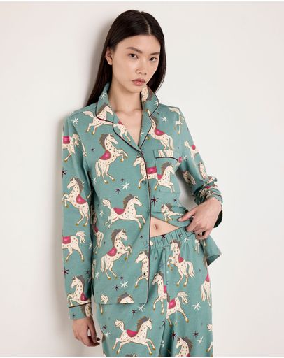 Cream Magical Horses Teal