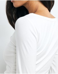 AERE - Boat Neck Gathered Jersey Top