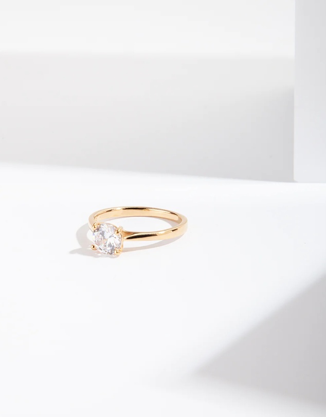 Lovisa - Gold Plated Sterling Silver Round Engagement Ring