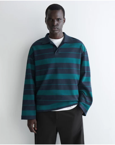 COS - Oversized Striped Cotton Rugby Shirt