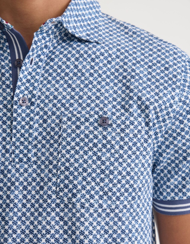 Oxford - Milo Printed Jersey Polo With Pocket