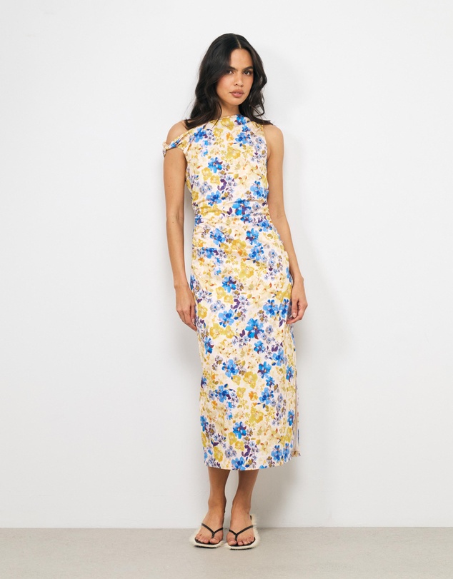 AERE - Elodie Cotton Off Shoulder Midi Dress