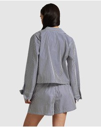 Polo Ralph Lauren - Shirting Stripes Crop Top & Boxer Short Cotton Pyjama Set