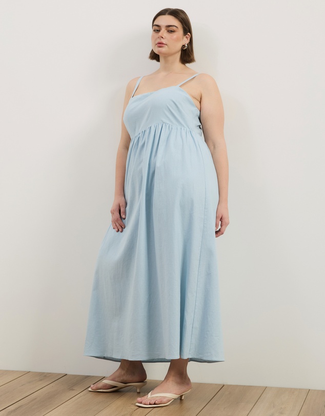 Atmos&Here Curvy - Alex Linen Blend Empire Waist Midi Dress