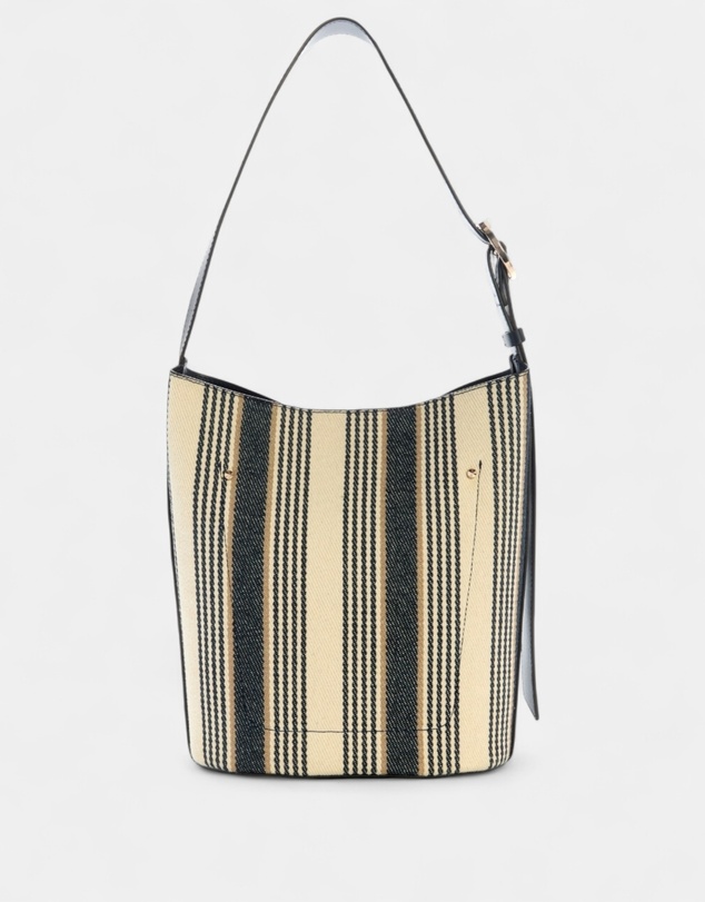 GUESS - Stripe Nicolette Large Bucket Shoulder Bag