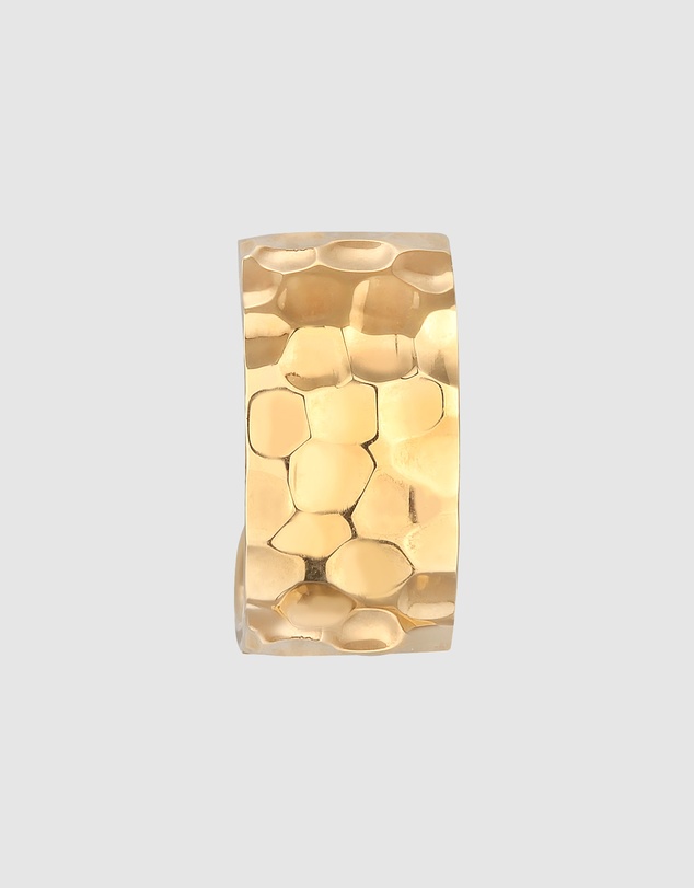 Kuzzoi - ICONIC EXCLUSIVE - Earrings Earcuff Wide Hammered Modern in 925 Sterling Silver Gold Plated