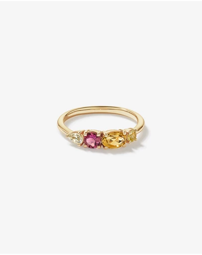 Michael Hill - Green Amethyst, Pink Tourmaline, Orange Citrine & Lemon Quartz Multi-Gemstone Ring in 10kt Yellow Gold