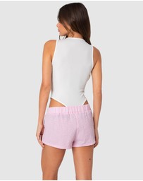 EDIKTED - Bloom Lace Trim Ribbed Bodysuit