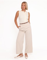 Petal & Pup - Ceres Belted Wide Leg Pant - Stone
