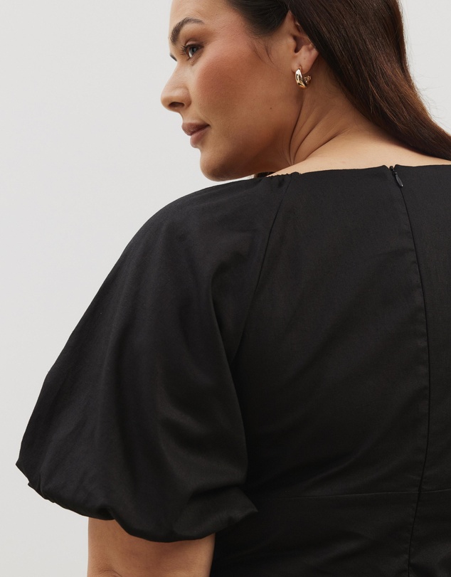 Atmos&Here Curvy - Kelly Linen Blend Puff Sleeve Mini Dress