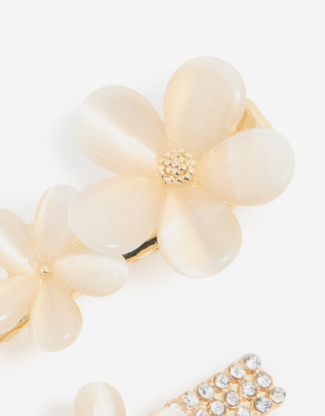 Lovisa - Gold Diamante Pave Double Flower Hair Clips 2-Pack