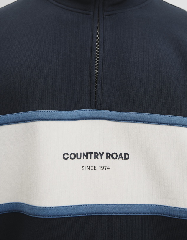 Country Road - Australian Cotton Modern Logo Quarter Zip Sweat