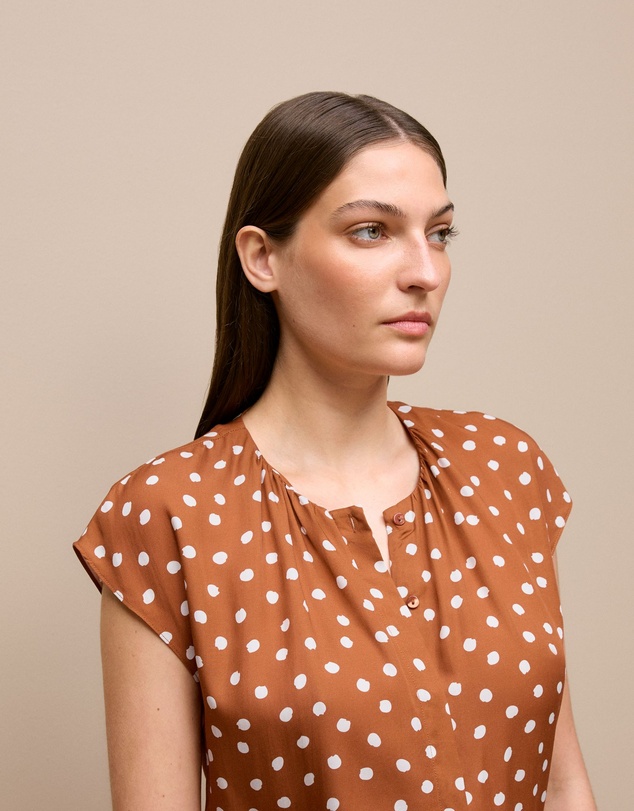 Trenery - Spot Modal Cap Sleeve Blouse in Burnt Orange