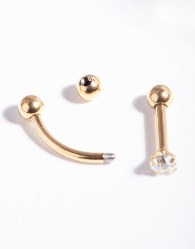 Lovisa - Gold Diamante Surgical Steel Cartilage Earring Pack
