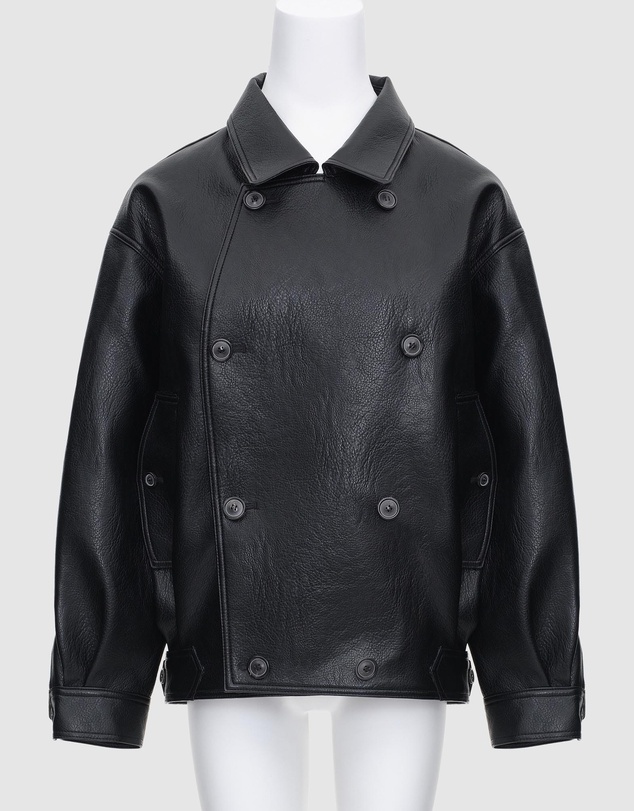 Source Unknown - Vitellino Double Breasted Faux Leather Jacket