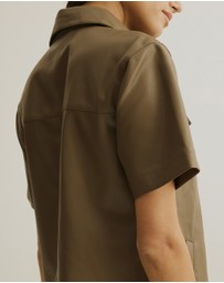 Atmos&Here - PU Mini Shirt Dress
