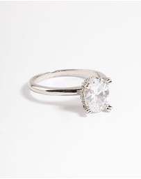 Lovisa - Silver Cubic Zirconia Single Oval Ring