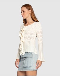 Belle & Bloom - Soft Sands Ruffle Knit Cardigan