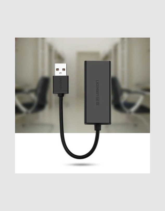 Ugreen - UGreen USB 2.0 to 100Mbps Ethernet Adapter 10cm Black