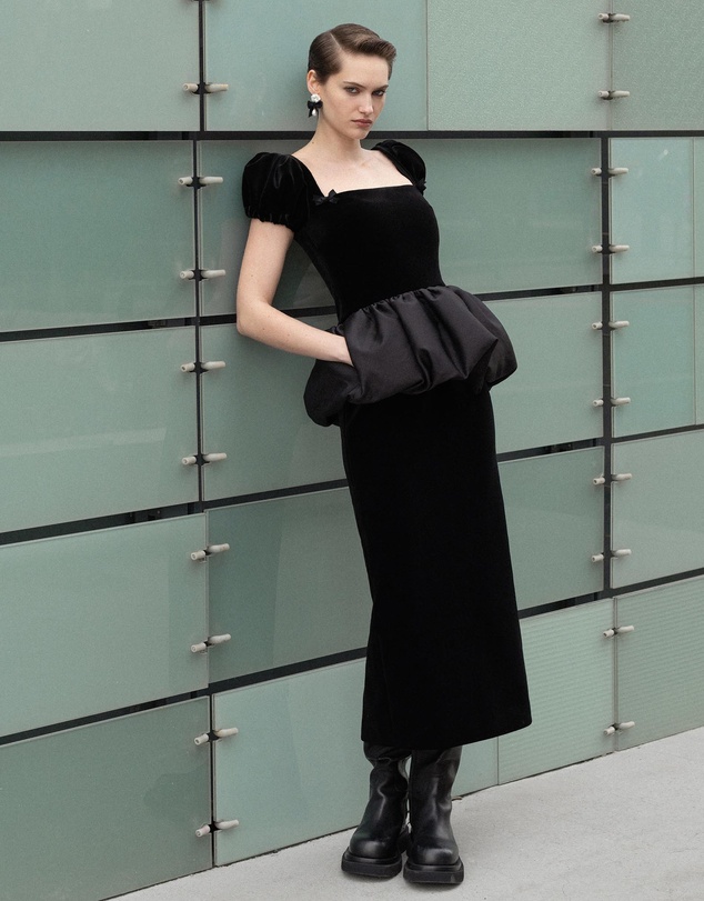 Self Portrait - Velvet Bubble Peplum Midi Dress