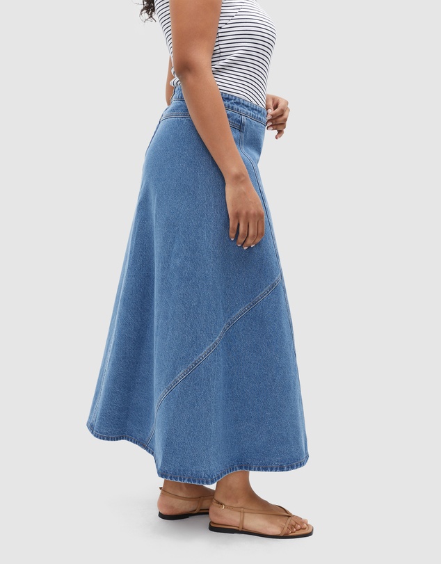 Seed Heritage - Denim Flare Midi Panel Skirt