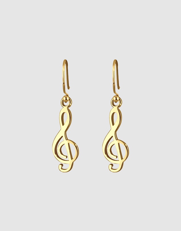 Elli Jewelry - Music Note Drop Earrings in Gold-Plated 925 Silver