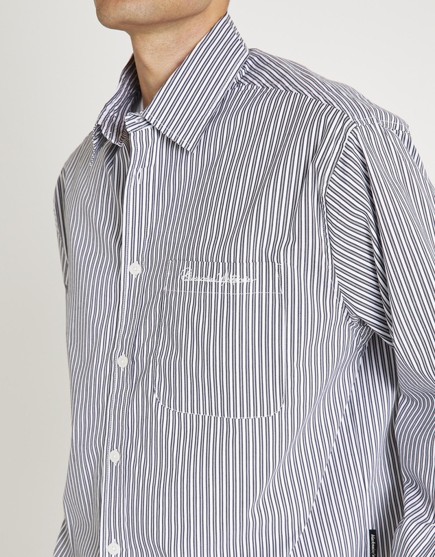 Black Noise White Rain - Miami Striped Long Sleeve Shirt
