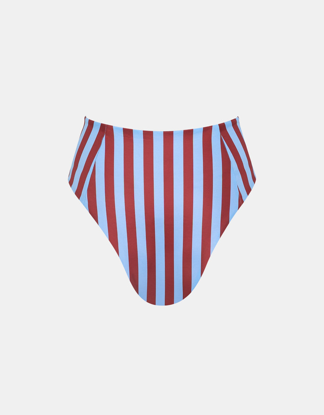 Sol Sana - Calypso High Rise Bikini Bottom Burgendy Stripe