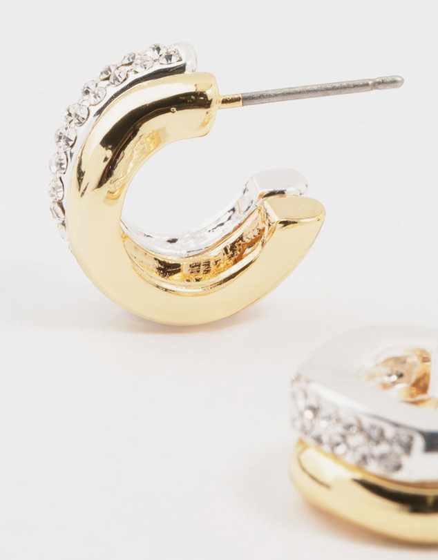 Lovisa - Cubic Zirconia & Clean Wave Hoop Earrings
