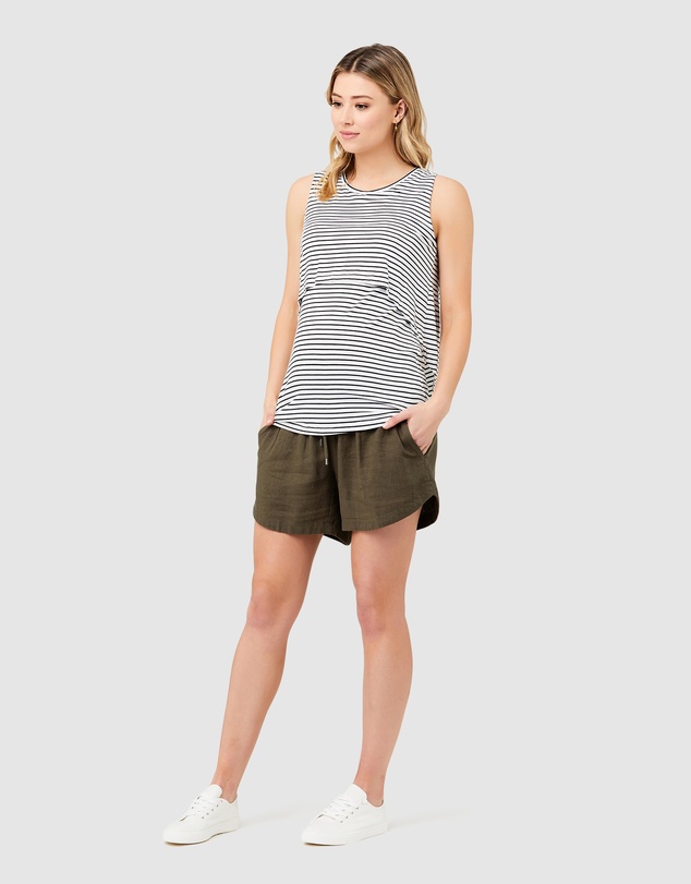 Ripe Maternity - Byron Shirred Linen Shorts
