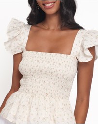 Petal & Pup - Remira Smocked Ruffle Top - White Betty