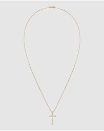 Kuzzoi - ICONIC EXCLUSIVE - Necklace Men Cross with Crystals in 925 Sterling Silver Gold Plated