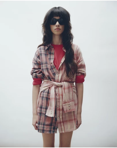 THE TALES - Tied Up Pre Styled Flannel Shirt Dress