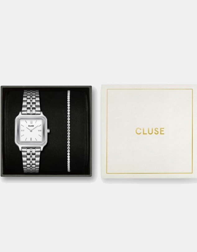 Cluse - Gracieuse Silver Link & Élevé Silver Tennis Bracelet Gift Set