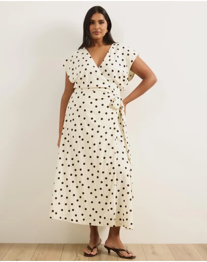 Atmos&Here Curvy - Natalee Polka Dot Wrap Dress
