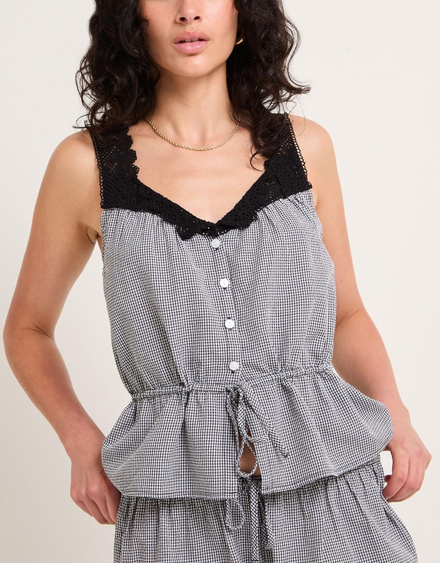 Subtitled - Aster Lace Insert Cotton Cami Top