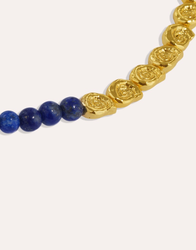 Ottoman Hands - Waterproof Lapis and Pink Jade Beaded Necklace