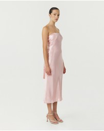 Third Form - Satin Tie Back Strapless Midi Dress