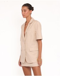 Petal & Pup - Brielle Short Sleeve Blazer Top - Beige