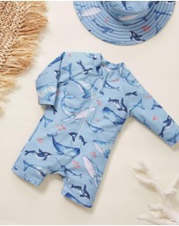 Purebaby - Printed Long Sleeve Sunsuit Swim -Kids-Babies