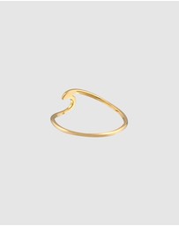 Elli Jewelry - Ring Curved Design Asymmetry Wave Filigree in 585 Yellow Gold