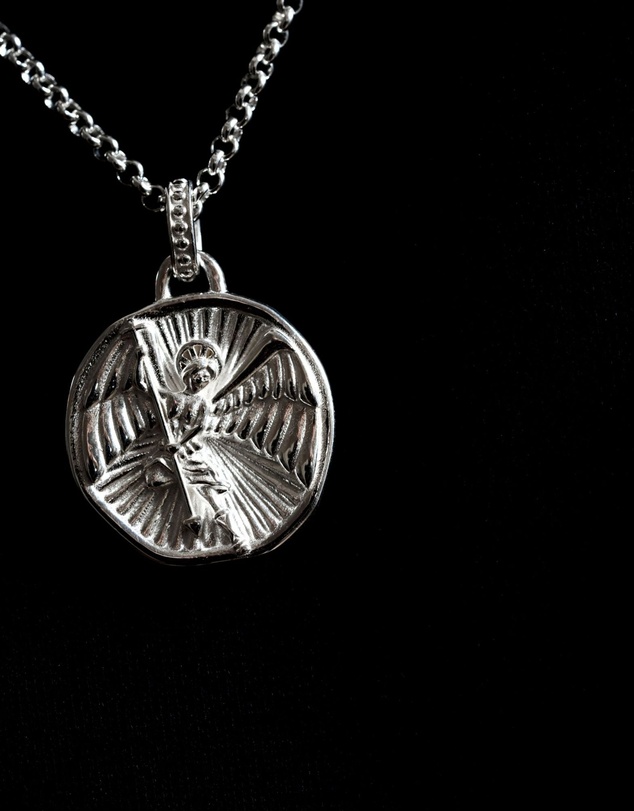 Dower & Hall - Men's St. Michael Talisman Necklace In Sterling Silver
