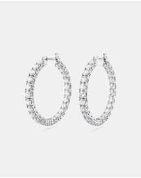 Swarovski - Matrix Hoop Earrings, Round Cut, White, Rhodium Plated